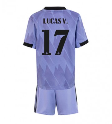 Real Madrid Lucas Vazquez #17 Bortedraktsett Barn 2022-23 Kortermet (+ Korte bukser)